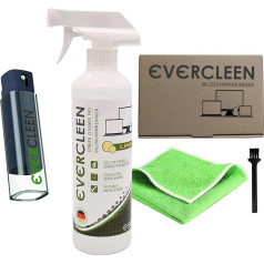 EVERCLEEN Screen Cleaner Pro Screen Cleaner 500 ml + mikrošķiedras drāniņa + 2GO smidzinātājs Videi draudzīgs vegāns tīrīšanas līdzeklis TV, datoru, klēpjdatoru, planšetdatoru, displeju, briļļu un viedtālruņu tīrīšanai, ražots Vācij