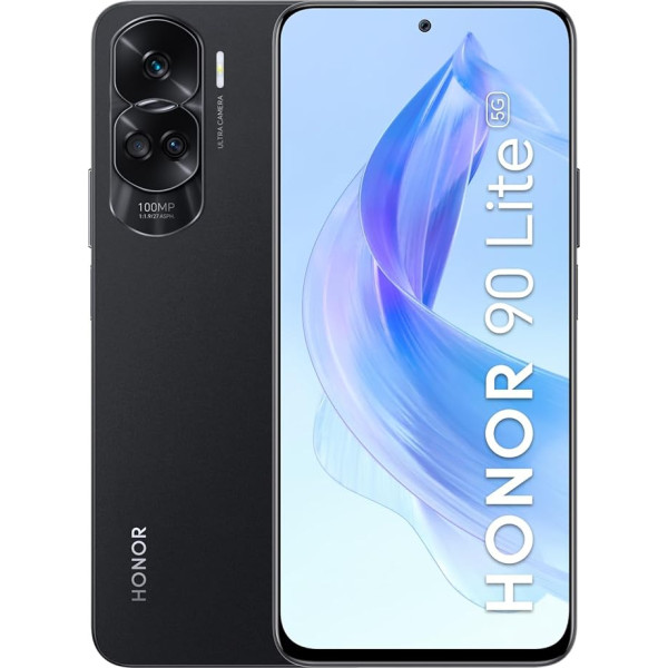 HONOR 90 Lite viedtālrunis 5G 8GB + 256GB 6,7 collu 90Hz trīskāršā aizmugurējā kamera 100MP liela ietilpība 4500mAh Android 13 Dual SIM 5109ASWC Black