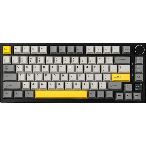 EPOMAKER Ajazz AK820 Pro mehāniskā tastatūra ar vadu/Bluetooth/Wireless, TFT ekrāns, RGB apgaismojums, skaņu absorbējošas putas Win/Mac/PC (pelēka, Ajazz Gift Switch)