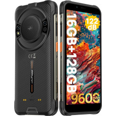 Ulefone Power Armor 16S Outdoor Handy 2024, Android 13 Outdoor viedtālrunis Octa-Core, 122dB Lautsprecher 9600mAh akumulators 16+128GB/SD-2TB, 50MP kamera IP68 Wasserdicht NFC/OTG/GPS 4G Dual SIM Schwarz