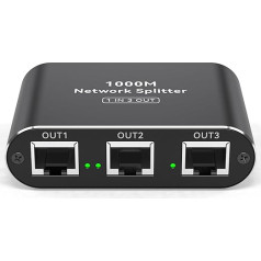 VPFET LAN slēdzis no 1 līdz 3 1000 Mbps LAN sadalītājs 3 pieslēgvietu tīkla sadalītājs Gigabitu slēdzis ar C tipa barošanas kabeli RJ45 Ethernet sadalītājs Cat5/5e/6/7/8 ierīcēm