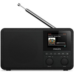 Philips Audio DAB+ PR802/12 Interneta radio modinātājs DAB+ (Bluetooth, DAB+, miega taimeris, dubultais modinātājs, Spotify Connect), melns