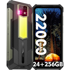 Ulefone Armor 24 izturīgs viedtālrunis, 2023-22000mAh akumulators, 24GB + 256GB neiznīcināms tālrunis, 64MP nakts redzamības funkcija, Android 13 tālrunis, 120 Hz 6,78 collu displejs, kempinga apgaismojums/NFC/OTG/Face ID pelēks