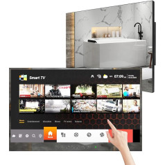 Soulaca 27 collu pilnpaneļa viedā LED spoguļtelevīzija vannas istabai ar Android 9.0, 1080P, ūdensizturīgs, Netflix, YouTube, Wi-Fi, Bluetooth, digitālais/analogais uztvērējs, 2023. gada modelis