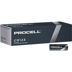 Duracell Procell CR123 3V litija baterijas, 10 gab., pelēkas krāsas