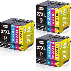 27XL tinte, kas saderīga ar Epson 27XL tintes kasetni Epson Workforce WF-3640DTWF WF-3620DWF WF-3620DWF WF-7110DTWW WF-7210DTWW WF-7610DWF WF-7620DTWF WF-7710DWF WF-7720DTWF WF-7715DWF (12 krāsu)