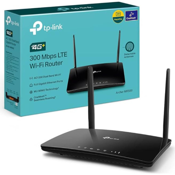 (Latvija) TP-Link Archer MR500 4G+ Cat6 300Mbps, WLAN AC1200 Dual Band, 4g maršrutētājs ar SIM karti, Gigabit LAN/WAN ports, MU-MIMO, bez konfigurācijas, TP-Link OneMesh tehnoloģija