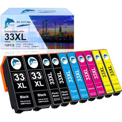 GoToners 33XL multipakete, kas saderīga ar Epson 33 XL drukas kasetnēm, kas paredzētas XP-7100 XP-540 XP-530 XP-640 XP-830 XP-900 XP-645 XP-635 XP-630 (2 melnas, 2 foto melnas, 2 ciānkrāsas, 2 magenta, 2 dzeltenas)