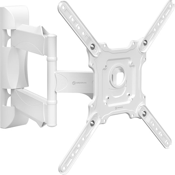 ONKRON TV Bracket Swivelling for 32-65 Inch TV up to 35 kg, Universal TV Wall Mount Extendible & Tiltable Max VESA 400 x 400 Wall Mount TV Swivel Arm/TV Mount White M4-W