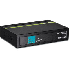 TRENDnet TPE-TG50G 5-Port Gigabit PoE+ Switch, 31 Watt PoE Gesamtleistung, 10 Gbit/s Schaltkapazität, Plug & Play, Full & Half Duplex