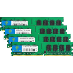 Rasalas DDR2 800 PC2-6400 8GB DDR2 Kit (4x2GB) DDR2-800 Udimm 2GB DDR2 Ram 2RX8 1.8V CL6 Non-ECC Unbuffered Desktop RAM Memory Modules