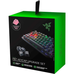 Razer PBT taustiņu uzgaļu komplekts spēļu tastatūrai - taustiņu uzgaļu atjaunināšanas komplekts mehāniskām un optiskām tastatūrām (saderība ar fona apgaismojumu, lielisks PBT materiāls) Kvarca/rozā krāsā