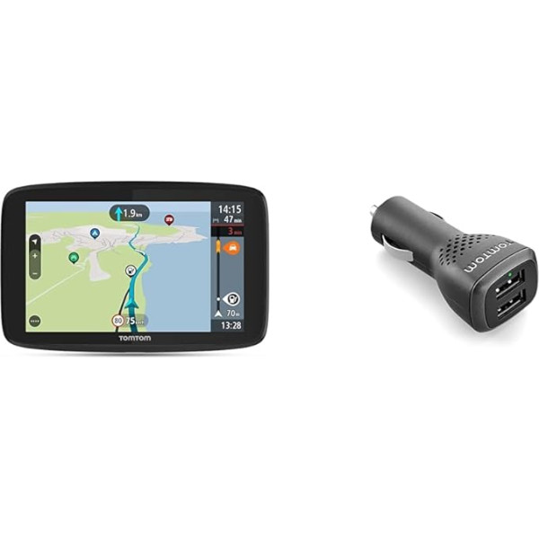 Tomtom Camping Navi GO Camper Tour & 9UUC.001.26 High Speed-Doppelladegerät (2.500 mA, 2-Fach USB) Schwarz