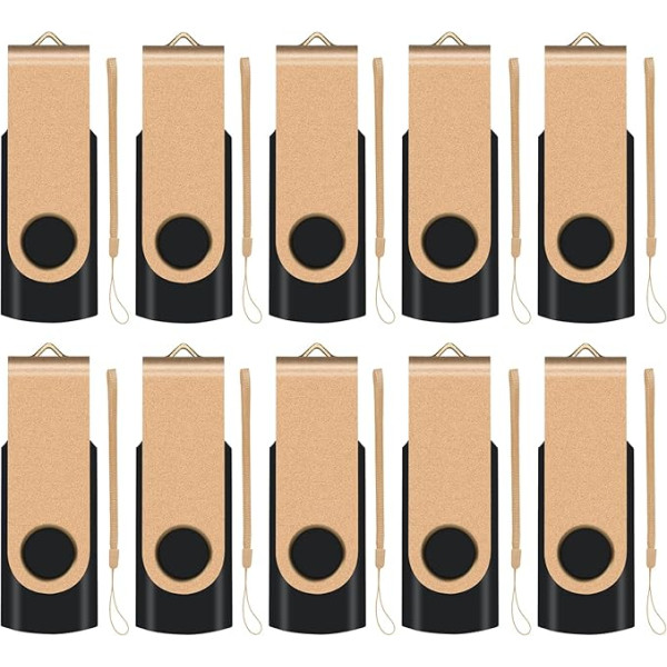 EASTBULL 16 GB USB 2.0 Flash Drive Memory Stick Pack of 10 Gold