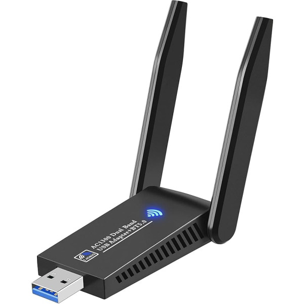 WiFi Dongle 1300 Mbps WiFi adapteris ar Bluetooth 5.0 raidītāju uztvērēju 802.11 AC Dual Band 5GHz/2.4GHz Fast USB 3.0 Datora bezvadu adapteris Atbalsta Windows Mac Linux