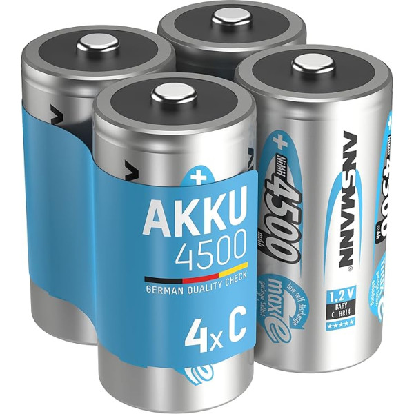 ANSMANN 4500 mAh C izmēra uzlādējams akumulators (2 iepakojumi pa 2)