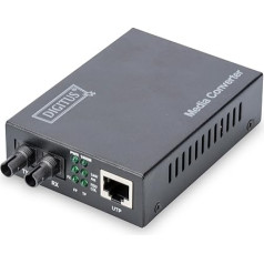 DIGITUS Medienkonverter - Multimode - Gbit Ethernet - RJ45 / ST - 850nm Wellenlänge - Bis 0.5km - Schwarz