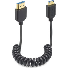 Duttek Mini HDMI uz HDMI vijuma kabelis 1,2 m HDMI vīrietis uz HDMI vīrietis HDMI 2.1 Atbalsta 8K@60Hz 4K@120Hz Saderīgs ar kameru, videokameru, planšetdatoru grafiku, klēpjdatoru