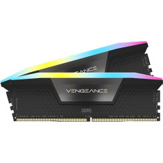 CORSAIR Vengeance RGB DDR5 RAM 64GB (4x16GB) 6000MHz CL36 Intel XMP iCUE saderīga datora atmiņa - melna (CMH64GX5M4B6000C36)