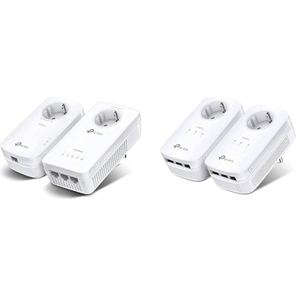 TP-Link WLAN Powerline Adapter Triple Set (двухдиапазонный WLAN 1200 Мбит/с, AV1300 Powerline, розетка, WiFi клон, MU-MIMO, 4 гигабитных порта, Plug & Play, идеально подходит для поток