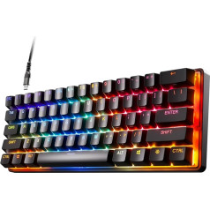 SteelSeries Apex Pro Mini mehāniskā spēļu tastatūra, pasaulē ātrākā tastatūra, pielāgojama reakcija, 60% formas faktors, amerikāņu (QWERTY) izkārtojums