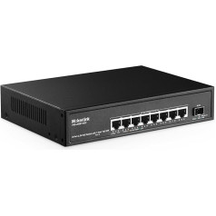 MokerLink 8 portu 2.5 gigabitu PoE komutators ar 10G SFP, 8 x 2.5G Ethernet porti, 8 port PoE IEEE802.3af/at, 120 W, saderīgs ar 10/100/1000Mbps, bez ventilatora, bez vadības, pie sienas montējams tīkla komutators