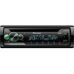 Pioneer DEH-S110UB 1DIN RDS autoradio ar sarkanu pogas apgaismojumu, balts displejs, Android atbalsts, 5 joslu ekvalaizeris, CD, MP3, USB, AUX ieeja, ar DAB+