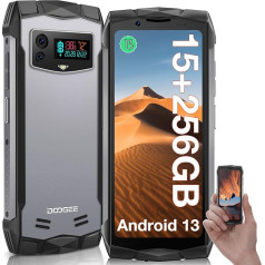 DOOGEE Smini izturīgs viedtālrunis ar Android 13, 15GB + 256GB TF 2TB, neiznīcināms tālrunis, 4,5 collu QHD+, inovatīvs displejs, 50 MP galvenā kamera, NFC, IP68, IP69K, GPS/Face ID