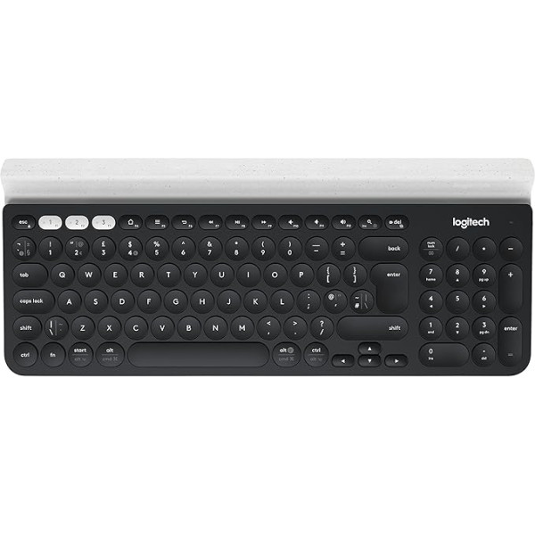 Logitech K780 Wireless Keyboard, Bluetooth & 2.4 GHz connection, Multi Device & Easy-Switch feature Integrated holder, PC / Mac / Tablet / Smartphone, Italian QWERTY layout - Dark Gray / White