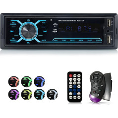 iFreGo autoradio ar Bluetooth brīvroku komplektu, 7 krāsu auto radio MP3 atskaņotājs/FM radio ar tālvadības pulti, 1 DIN auto radio ar Bluetooth 5.0 / USB / TF / AUX, ātrās uzlādes funkcija, 60 W x 4