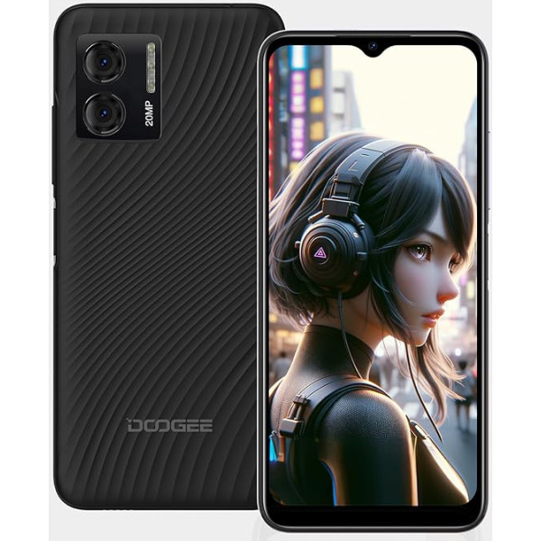 DOOGEE N50S Handy Ohne Vertrag 2024, 9 GB + 128 GB (TF 1 TB), Android 13 viedtālrunis, 4200 mAh, 6.52 Zoll HD+ viedtālrunis bez iebūvēšanas, 20MP+8MP, 4G Dual SIM, Octa-Core/OTG/GPS/Face ID, Schwarz