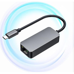 2.5G USB C Ethernet adapteris, ZVO USB C uz RJ45 2.5Gbps LAN Gigabit Ethernet adapteris, Thunderbolt 3 uz 2500Mbps C tipa Ethernet tīkla adapteris portatīvajam datoram, PC, MacBook Air/Pro, Windows 10/8/7/7/XP