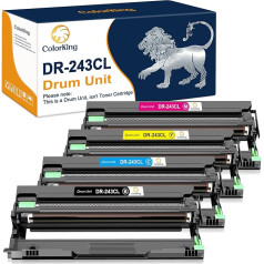 ColorKing bungas bloks saderīgs ar Brother MFC-L3700Series DCP-L3500Series MFC-L3770CW MFC-L3770CW MFC-L3750CDW DCP-L3510CDW DCP-L3550CDW DR243 DR243CL DR 243CL DR 243CL DR-243CL (melns, ciāns, dzeltens, dzeltens)