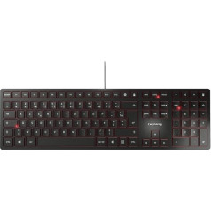 CHERRY KC 6000 SLIM, itin švelnus dizainas, prancūziškas išdėstymas (AZERTY), kabelinė jungtis (USB-A Anschluss), lengvas atspalvis, ilgas tekstas, juodos spalvos