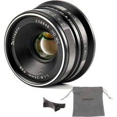 7artisans 25mm F1.8 Manuelle Fokusobjektiv für Sony Emount Kameras wie A7 A7II A7R A7RII A7S A7RII A7S A7SII A6500 A6300 A6000 A5100 A5000 EX-3 NEX-3N NEX-3R NEX-F3K NEX-5 NEX-5N - Schwarz