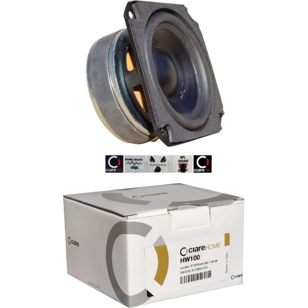 1 WOOFER CIARE CIARE HW100 HW 100 Kvadrātveida skaļrunis 10,00 cm 100 mm 4 collas 50 W RMS un 150 W ar pretestību 8 Ohm Jutība 88 dB Gumijas piekare Mājas 1 gab. + 5 bezmaksas uzlīmes