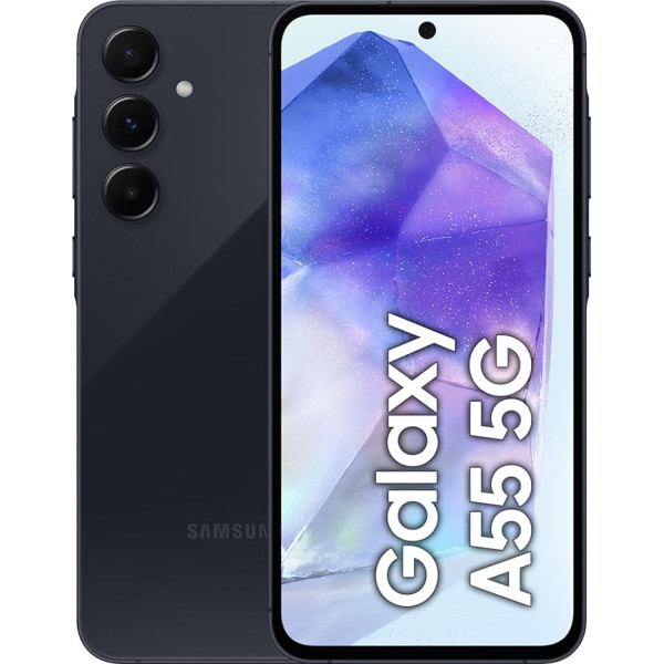 Samsung Galaxy A55 5G Smartphone, Android Phone without Contract, 256 GB / 8 GB RAM, 2 Days Battery Life, 50 MP Camera, Awesome Navy, 2.5 Year Warranty