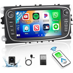 2+64G Android 13 auto radio Ford Focus/Ford Mondeo/S-Max/Galaxy/Kuga ar bezvadu CarPlay Android Car, 7 collu ekrāns ar Bluetooth GPS FM RDS WiFi HiFi SWC EQ USB + atpakaļgaitas kamera