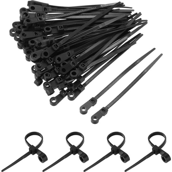 sourcing map Kabelbinder aus Nylon, selbstsichernd, lang, 3,6 mm, für Kabelmanagement, Schwarz, 100 mm, 18 kg, 500 Stück