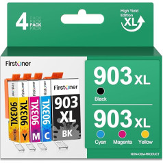 Firstoner 903XL Multipack printeru kasetnes, kas ir saderīgas ar HP 903XL kasetnēm, kas paredzētas HP 903 HP 903 printerim HP Officejet Pro 6970 6970 6950 6960 6960 All-in-One Printer (jaunākais mikroshēma/1 melna, 1 ciāna, 1 magenta, 1