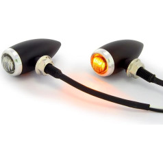 Motociklu LED Blinker Ideāli piemērots Custom Retro Vintage Bullet Small Black and Silver