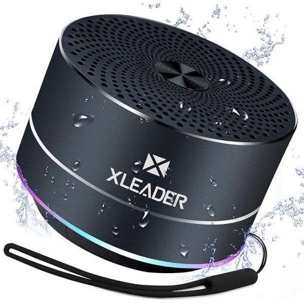 Xleader dušas Bluetooth skaļrunis, neliels mūzikas skaļrunis ar gaismas efektiem, IP67 ūdensizturīgs dušas skaļrunis, pārnēsājams Bluetooth skaļrunis ar siksniņu, piemērota dāvana meitenēm zēniem