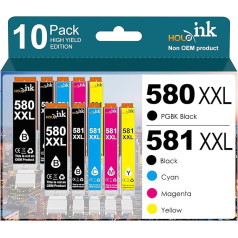 HOINKLO PGI-580XXL CLI-581XXL Daudzpakešu printeru kasetnes saderīgas ar Canon 580 581 XXL Multipack saderīgas ar Canon Pixma TR7550 TR8550 TS6150 TS6250 TS6350 TS6351 TS705 TS8350 TS8351 TS9550 (1 0.0-