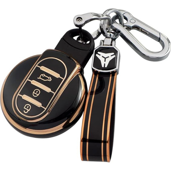 Wooauto Auto viedo vadības atslēgu vāciņš Cute Soft TPU auto atslēgu vāciņš Key Fob saderīgs ar Mini/Countryman/Cooper/Clubman auto atslēgu futrālis tālvadības pults vāciņš, melns