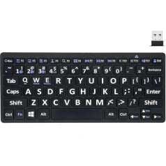 BRIMFORD Large Keyboard with Highly Visible 78 Keys for Elderly or Visually Impaired People Bluetooth/2.4G Wireless Keyboards with Oversized Letters for Visually Impaired Seniors Students (Black)