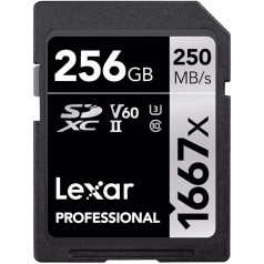 Lexar Professional 256 Gb 1667X SDXC atmiņas karte (250Mb/S-90Mb/S)