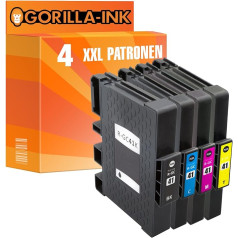 Gorilla® 4 gēla tintes kasetnes XXL saderīgas ar Ricoh GC-41 priekš Aficio SG 3110 dn SG 3110 N SG 3110 SFNw SG 3120 B SF SG 3120 B SFN SG 3120 B SFN SG 3120 B SFNw SG 7100 dn