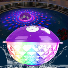 KingSom Bluetooth Lautsprecher Pool,Bluetooth Lautsprecher mit Farblicht,Musikbox Tragbarer Bluetooth Box IPX7 Wasserdichter Lautsprecher, Kristallklare Freisprechen,Schwimmender Lautsprecher für Pool