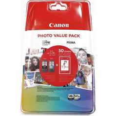 Canon PG540 L CL541 XL Value Pack 2 tintes kasetnes (melna L krāsaina XL) + 50 lapas 10 x 15 cm foto papīra (novecojusi plastmasas iepakojuma 2018)