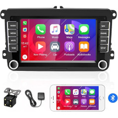 CAMECHO Android 2 DIN auto radio ar GPS navigāciju Carplay Android auto navigācija VW Golf 5 Plus 6 Passat B6 Polo 7 collu skārienjutīgajam ekrānam Bluetooth auto radio WiFi FM radio, ieskaitot atpakaļgaitu